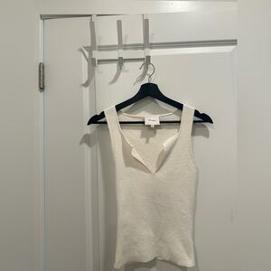 Reformation Cream Ribbed Knit Top
